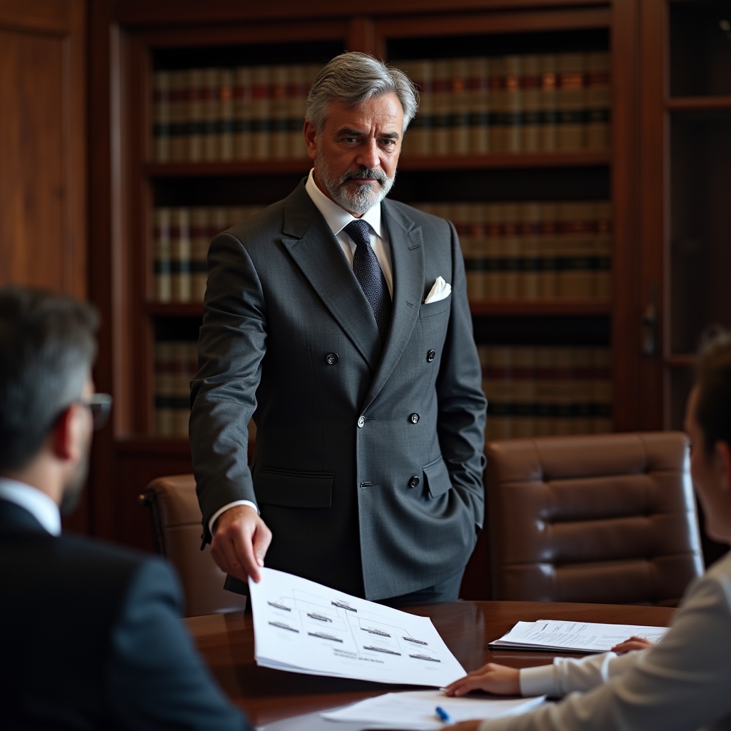 Corporate team reviewing financial structures and business documents