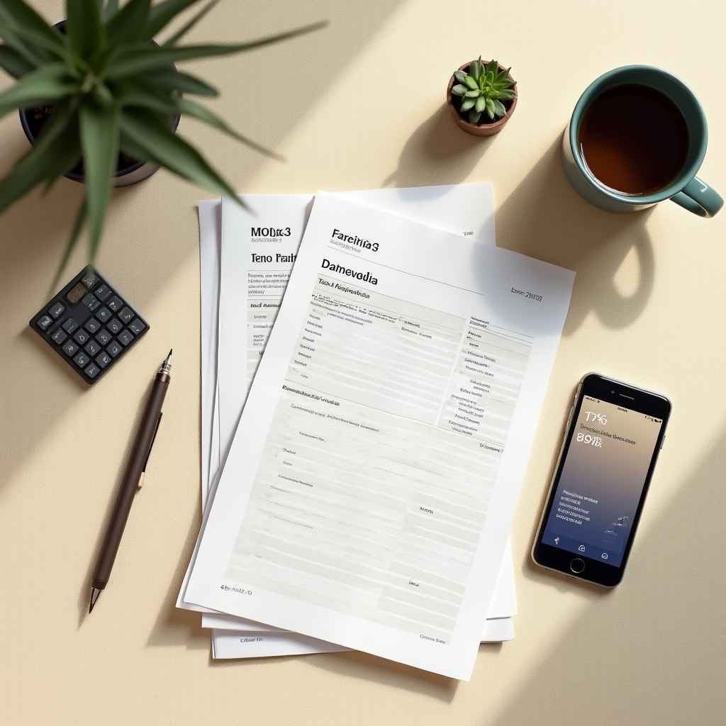 Person reviewing Portuguese tax documents at a desk